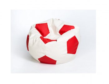 Кресло-мешок Мяч большой Экокожа бело-красное в Новом Уренгое - novyy-urengoy.mebel-74.com | фото