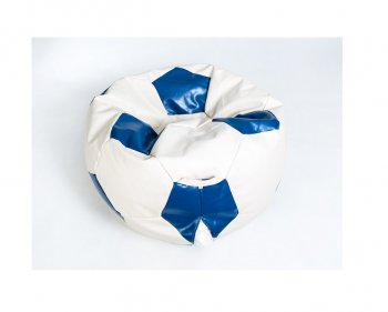 Кресло-мешок Мяч большой Экокожа бело-синее в Новом Уренгое - novyy-urengoy.mebel-74.com | фото