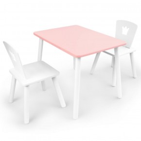 Комплект детской мебели стол и два стула Корона  (Розовый/Белый/Белый) в Новом Уренгое - novyy-urengoy.mebel-74.com | фото