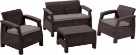 Комплект мебели Корфу сет (Corfu set) коричневый - серо-бежевый * в Новом Уренгое - novyy-urengoy.mebel-74.com | фото