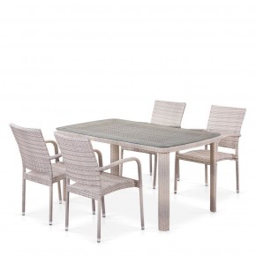 Комплект плетеной мебели T256C/Y376C-W85 Latte (4+1) + подушки на стульях в Новом Уренгое - novyy-urengoy.mebel-74.com | фото