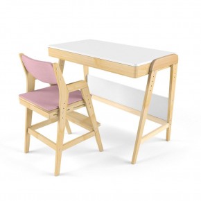 Комплект растущий стол и стул с чехлом 38 попугаев «Вуди» (Белый, Береза, Розовый) в Новом Уренгое - novyy-urengoy.mebel-74.com | фото