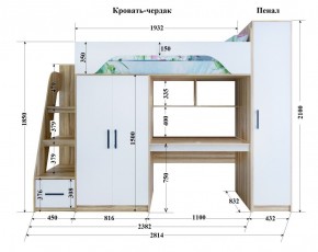Кровать-чердак Тея (*Без Пенала) в Новом Уренгое - novyy-urengoy.mebel-74.com | фото