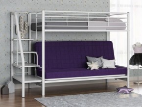 Кровать двухъярусная с диваном "Мадлен-3" (Белый/Фиолетовы) в Новом Уренгое - novyy-urengoy.mebel-74.com | фото