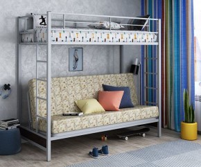 Кровать двухъярусная с диваном "Мадлен" (Серый/Фиолетовый) в Новом Уренгое - novyy-urengoy.mebel-74.com | фото
