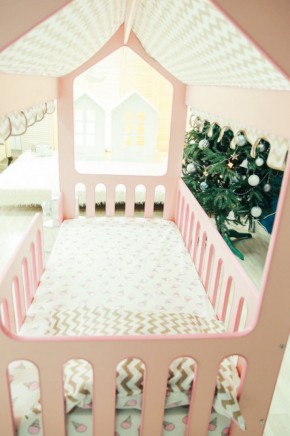 Кровать-домик без ящика 800*1600 (Розовый) в Новом Уренгое - novyy-urengoy.mebel-74.com | фото