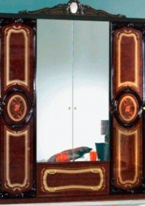 Шкаф 4-х дверный с зеркалами (01.144) Роза (могано) в Новом Уренгое - novyy-urengoy.mebel-74.com | фото