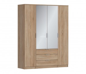 Шкаф 4х дверный с зеркалами Николь СБ-2595/1 (Дуб Сонома) в Новом Уренгое - novyy-urengoy.mebel-74.com | фото