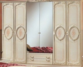 Шкаф 6-и дверный с зеркалами (01.146) Роза (беж) в Новом Уренгое - novyy-urengoy.mebel-74.com | фото