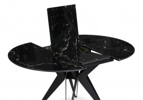 Стол стеклянный Рикла 110(150)х110х76 черный мрамор / черный в Новом Уренгое - novyy-urengoy.mebel-74.com | фото
